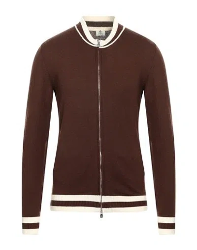 Luigi Borrelli Napoli Man Cardigan Brown Size 44 Wool, Cashmere