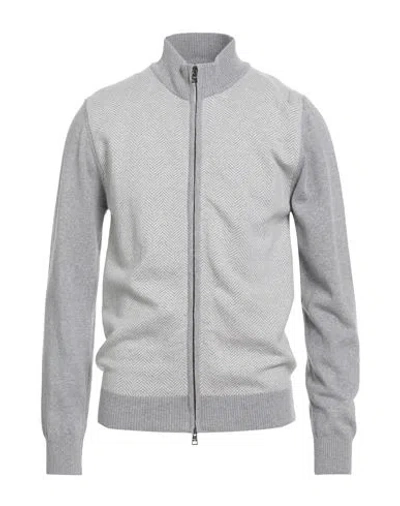 Luigi Borrelli Napoli Man Cardigan Grey Size 48 Virgin Wool, Silk, Cashmere In Gray