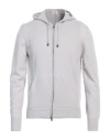 Luigi Borrelli Napoli Man Cardigan Light Grey Size 44 Virgin Wool, Silk, Cashmere In Grey