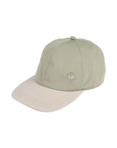 Luigi Borrelli Napoli Man Hat Sage Green Size Xl Leather, Nylon In Sage Green