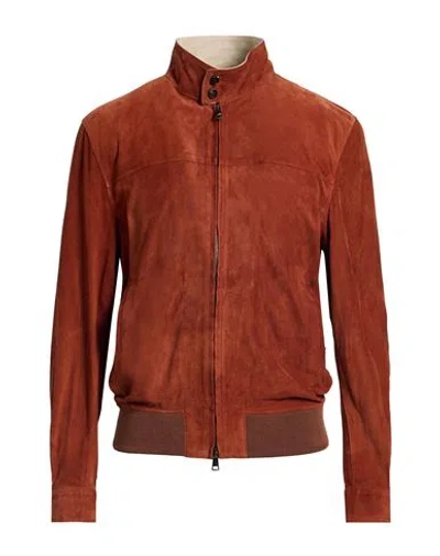 Luigi Borrelli Napoli Man Jacket Rust Size 42 Soft Leather In Brown