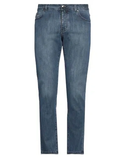 Luigi Borrelli Napoli Man Jeans Blue Size 33 Cotton, Elastane