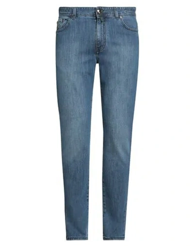 Luigi Borrelli Napoli Man Jeans Blue Size 35 Cotton, Elastane