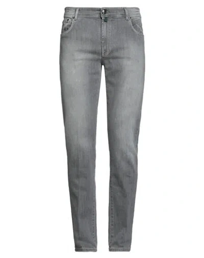 Luigi Borrelli Napoli Man Jeans Grey Size 35 Cotton, Elastane In Gray