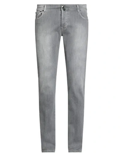Luigi Borrelli Napoli Man Jeans Grey Size 35 Cotton, Elastane In Gray