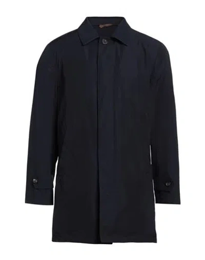 Luigi Borrelli Napoli Man Overcoat & Trench Coat Midnight Blue Size 38 Polyester, Cotton In Blue