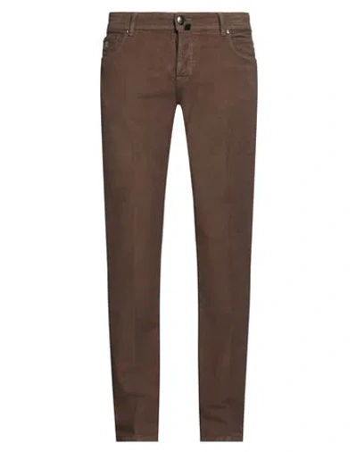 Luigi Borrelli Napoli Man Pants Brown Size 35 Cotton, Elastane