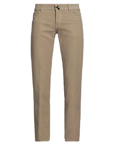 Luigi Borrelli Napoli Man Pants Camel Size 33 Cotton, Elastane In Sand