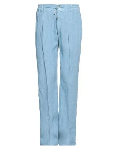 Luigi Borrelli Napoli Man Pants Light Blue Size 42 Cotton