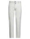 Luigi Borrelli Napoli Man Pants Light Grey Size 35 Cotton, Elastane In White