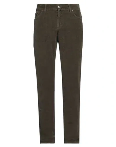 Luigi Borrelli Napoli Man Pants Military Green Size 33 Cotton, Elastane In Green