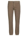 Luigi Borrelli Napoli Man Pants Military Green Size 40 Cotton, Elastane In Brown
