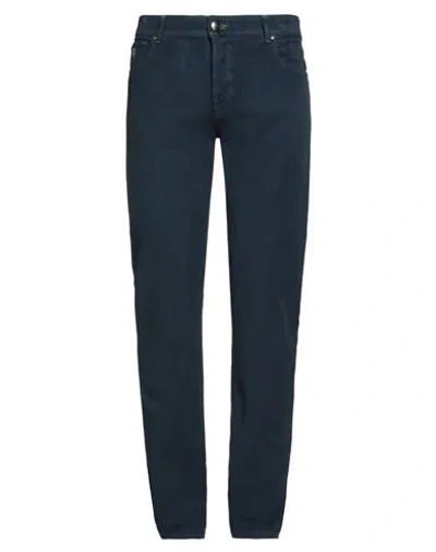 Luigi Borrelli Napoli Man Pants Navy Size 35 Cotton, Elastane In Blue