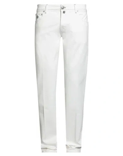Luigi Borrelli Napoli Man Pants White Size 34 Cotton, Elastane