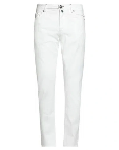 Luigi Borrelli Napoli Man Pants White Size 35 Cotton, Elastane In Gray