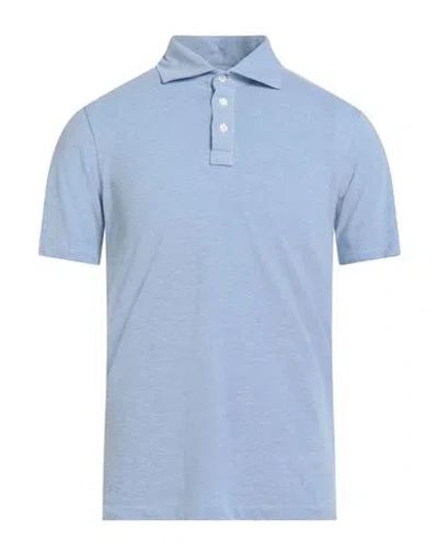 Luigi Borrelli Napoli Man Polo Shirt Azure Size 40 Cotton In Blue