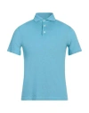 Luigi Borrelli Napoli Man Polo Shirt Turquoise Size 34 Cotton In Blue