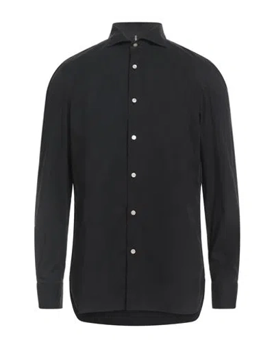 Luigi Borrelli Napoli Man Shirt Black Size 16 ½ Cotton, Polyamide, Elastane