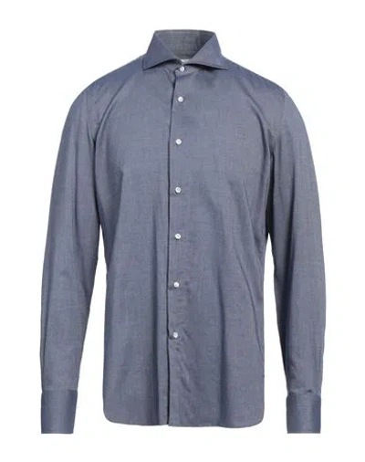 Luigi Borrelli Napoli Man Shirt Blue Size 15 Cotton In Blue
