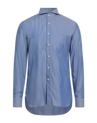 Luigi Borrelli Napoli Man Shirt Blue Size 16 ½ Cotton