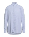 Luigi Borrelli Napoli Man Shirt Blue Size 17 Cotton In Blue