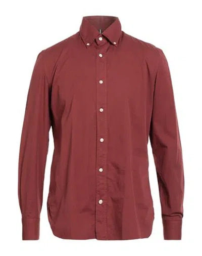 Luigi Borrelli Napoli Man Shirt Brick Size 15 ¾ Cotton In Red