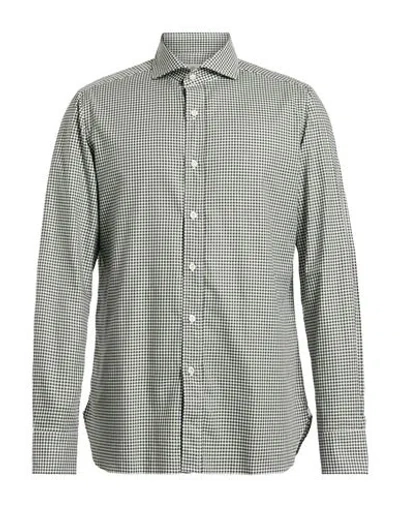Luigi Borrelli Napoli Man Shirt Dark Green Size 15 ½ Cotton In Gray