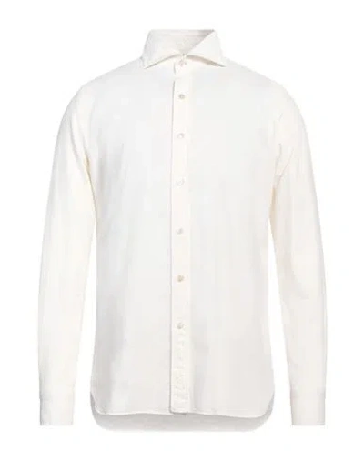 Luigi Borrelli Napoli Man Shirt Ivory Size 15 ½ Cotton In White