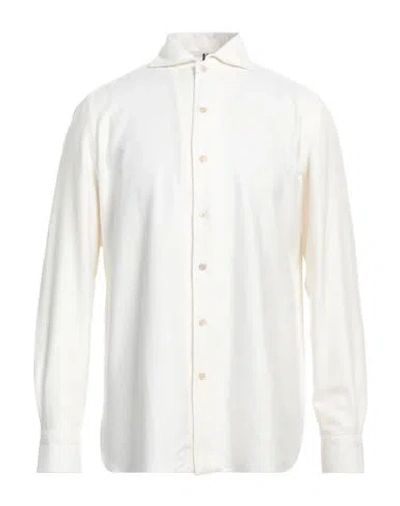 Luigi Borrelli Napoli Man Shirt Ivory Size 16 Cotton, Modal, Acrylic In White