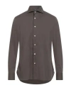 Luigi Borrelli Napoli Man Shirt Khaki Size 16 Cotton, Polyamide, Elastane In Brown