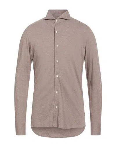 Luigi Borrelli Napoli Man Shirt Khaki Size 40 Cotton In Sand