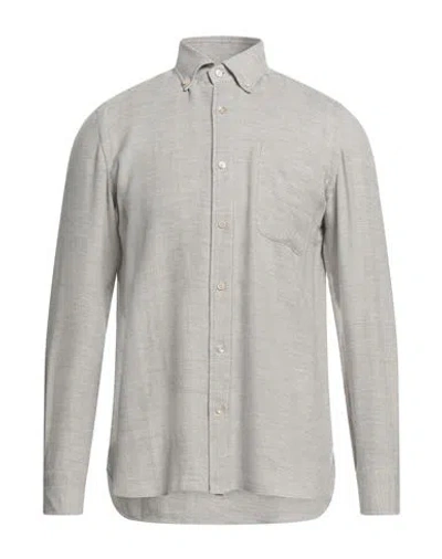 Luigi Borrelli Napoli Man Shirt Light Grey Size 17 ½ Cotton, Virgin Wool In Gray