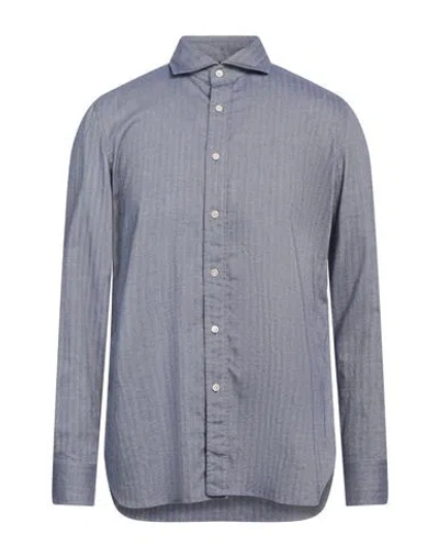 Luigi Borrelli Napoli Man Shirt Midnight Blue Size 15 ½ Cotton
