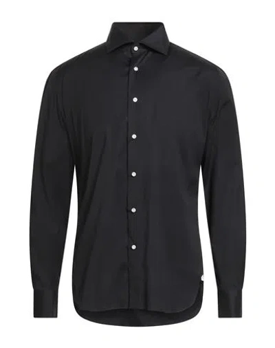 Luigi Borrelli Napoli Man Shirt Midnight Blue Size 15 ½ Cotton, Elastane In Black