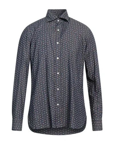Luigi Borrelli Napoli Man Shirt Midnight Blue Size 17 Cotton