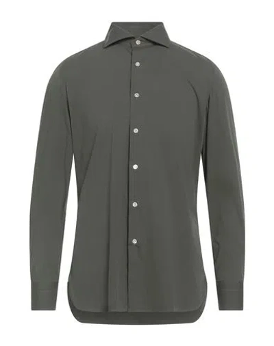 Luigi Borrelli Napoli Man Shirt Military Green Size 15 ½ Cotton, Polyamide, Elastane