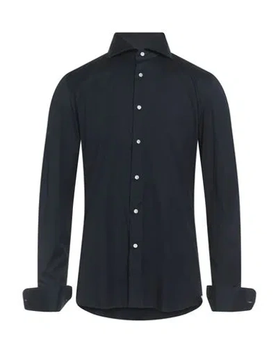 Luigi Borrelli Napoli Man Shirt Navy Size 15 ½ Cotton, Elastane In Blue