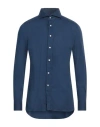 Luigi Borrelli Napoli Man Shirt Navy Size 17 ½ Cotton, Elastane In Navy