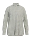 Luigi Borrelli Napoli Man Shirt Sage Green Size 17 Cotton, Polyester In Sage Green