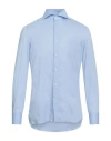 Luigi Borrelli Napoli Man Shirt Sky Blue Size 15 Cotton, Elastane