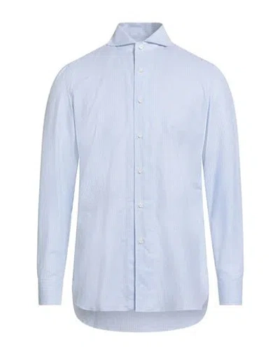 Luigi Borrelli Napoli Man Shirt Sky Blue Size 15 ½ Cotton, Linen