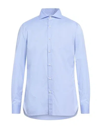 Luigi Borrelli Napoli Man Shirt Sky Blue Size 16 Cotton