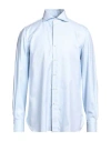 Luigi Borrelli Napoli Man Shirt Sky Blue Size 16 Cotton