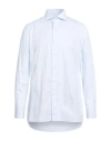 Luigi Borrelli Napoli Man Shirt Sky Blue Size 17 Cotton In White