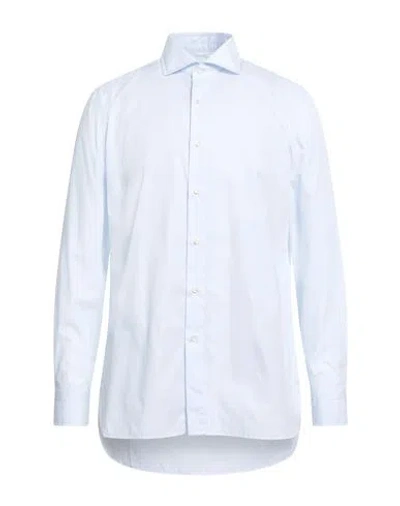 Luigi Borrelli Napoli Man Shirt Sky Blue Size 17 Cotton
