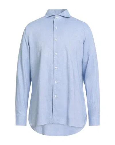 Luigi Borrelli Napoli Man Shirt Sky Blue Size 17 Cotton