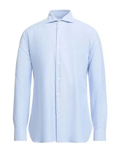 Luigi Borrelli Napoli Man Shirt Sky Blue Size 17 Cotton