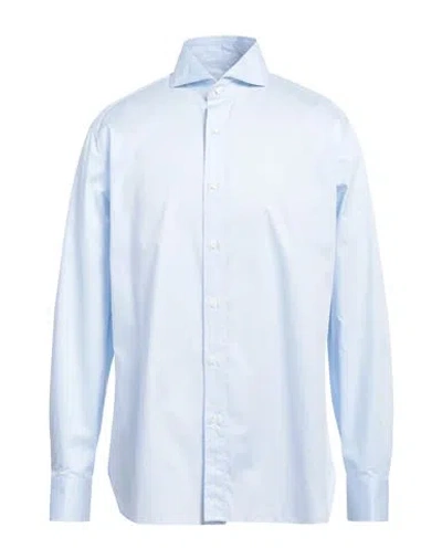 Luigi Borrelli Napoli Man Shirt Sky Blue Size 17 Cotton