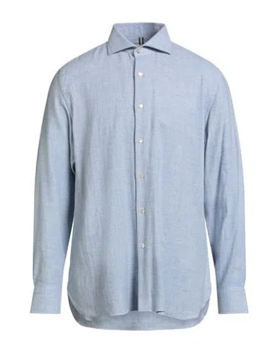Luigi Borrelli Napoli Man Shirt Sky Blue Size 17 ½ Cotton, Virgin Wool