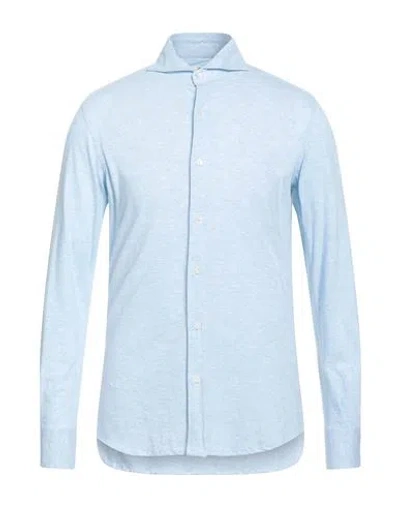 Luigi Borrelli Napoli Man Shirt Turquoise Size 40 Cotton In Blue